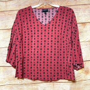 Lane Bryant Multicolored V-neck Pullover 3/4‎ Sleeve Blouse Top  Size 14…